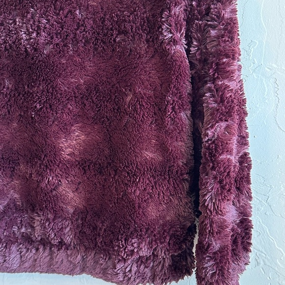 Anthropologie Sanctuary Mock Neck Shiraz (Purple) Faux Fur Teddy Jacket Sz M - Picture 8 of 11